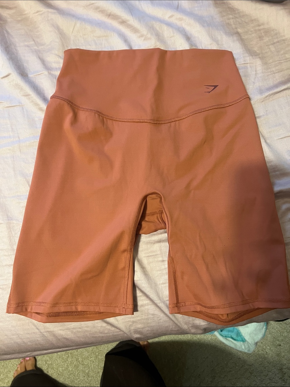Gymshark High-Waist Bike Shorts — Rust